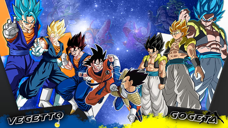 HD wallpaper: Son Goku, Vegeta, Gogeta, Vegetto, Super Saiyan, Super Saiyan  Blue | Wallpaper Flare