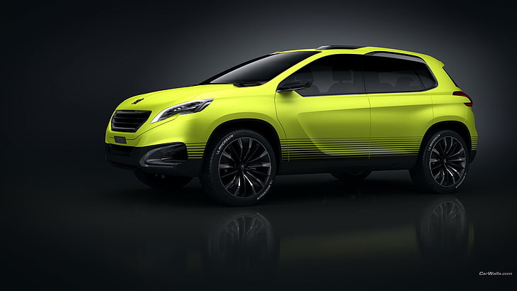 yellow and black coupe die-cast model, Peugeot 2008, concept cars, HD wallpaper