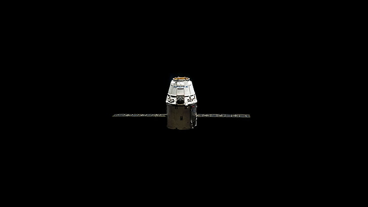 space, SpaceX, minimalism, satellite, black background, copy space