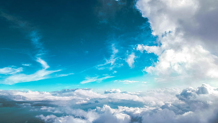 blu sky, clouds, air, above, cloud - sky, beauty in nature, HD wallpaper