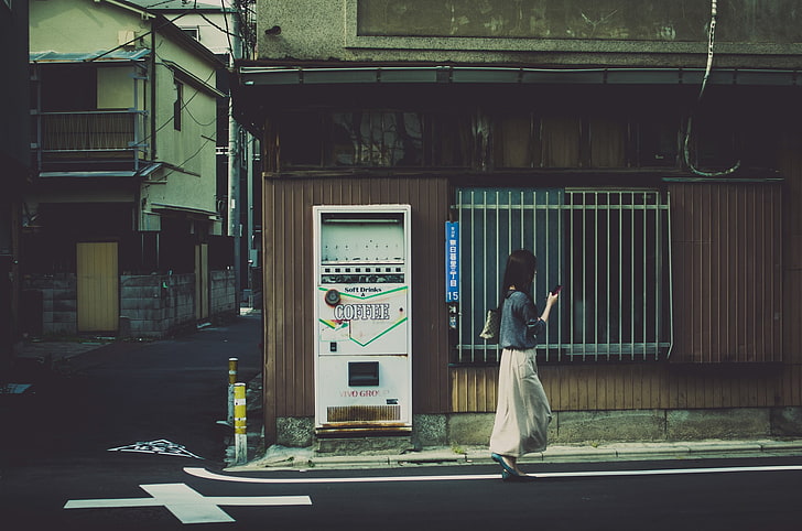 white vending machine, Japan, cityscape, building, Asia, Tokyo, HD wallpaper