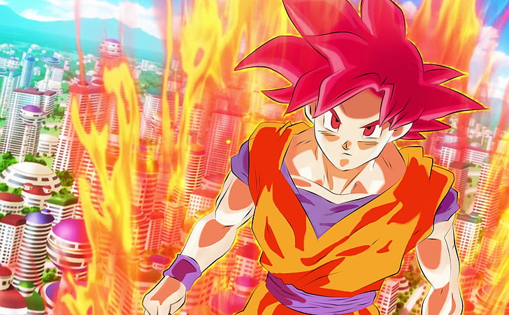 Goku Super Saiyan God, Artistic, Anime, dragon ball, dragonball, HD wallpaper