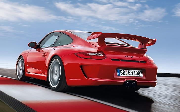 Hd Wallpaper Porsche 911 Gt3 997 Red Supercar Rear View Red Gt3 Coupe Wallpaper Flare