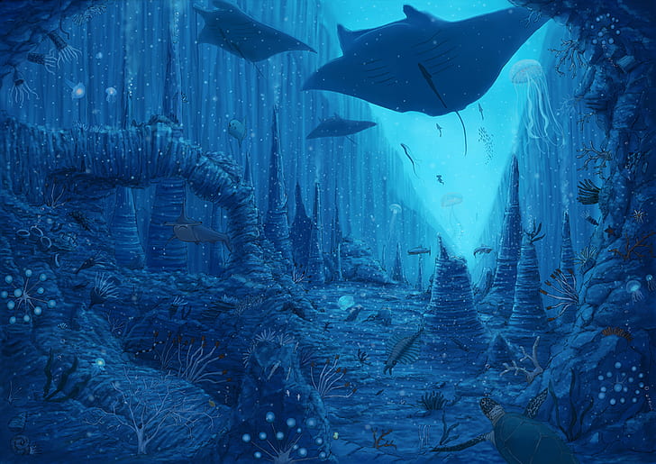 Ocean or sea underwater background. empt... | Free Vector #Freepik  #freevector | Underwater background, Ocean backgrounds, Anime background