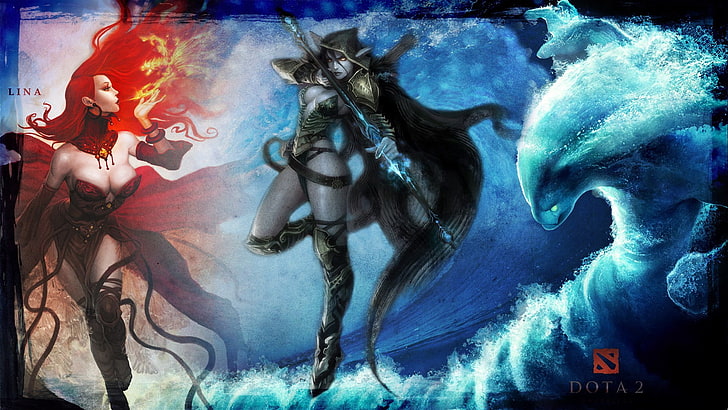 Lina, Traxex and Morphling from DOTA 2, Drow Ranger, art and craft, HD wallpaper