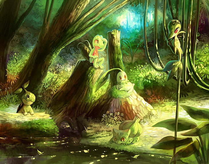 Pokemon Chikorita illustration, Pokémon, Bulbasaur (Pokémon), HD wallpaper
