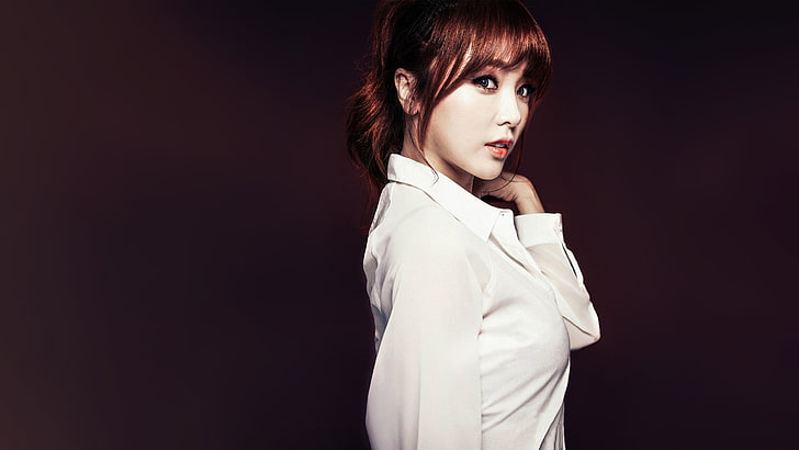 women's white dress shirt, Hong Jin Young, K-pop, Asian, Korean