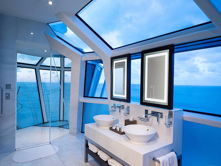 architecture, luxury, bathroom, modern, wealth, home, domestic room, HD wallpaper