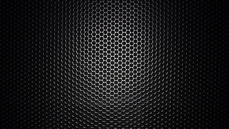 black, pattern, backgrounds, music, black color, speaker, hexagon, HD wallpaper