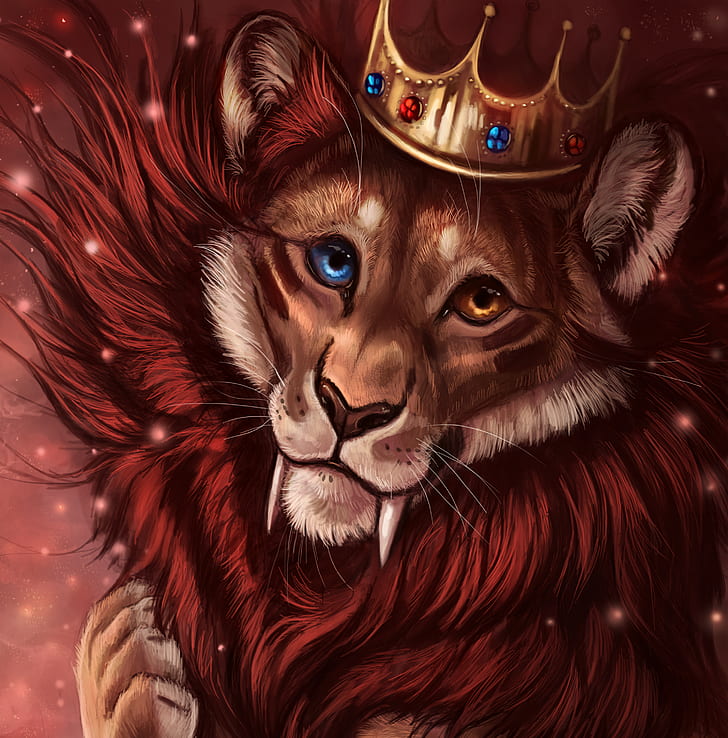 HD wallpaper: lion, crown, art, king of beasts | Wallpaper Flare