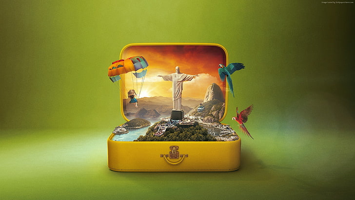 Brazil, Christ the Redeemer, Rio de Janeiro, HD, suitcase