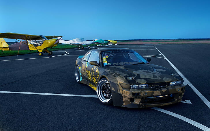 nissan nissan s13 nissan silvia nissan silvia s13 s13 silvia s13 jdm jdm lifestyle japanese cars norway stance photography airport planes evening stars work wheels japan, HD wallpaper