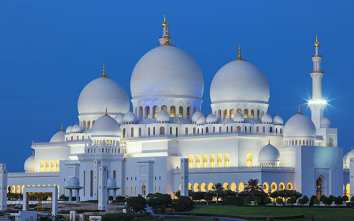 Abu Dhabi Sheikh Zayed Mosque At Night United Arab Emirates 4k Ultra Hd Tv Wallpaper For Laptop Tablet Mobile Phones And Desktop 3840×2400, HD wallpaper