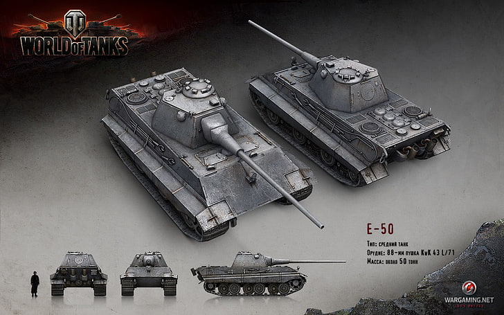 World of Tanks, wargaming, E-50, video games, high angle view