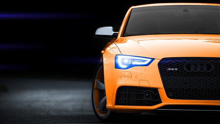 orange car, Audi, Audi RS5, mode of transportation, motor vehicle