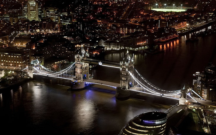 bridge and body of water, London, Tower Bridge, cityscape, UK, HD wallpaper