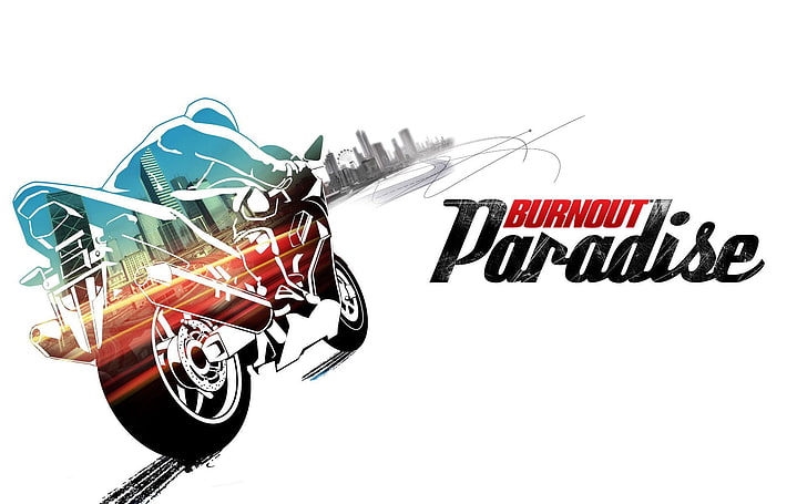 Burnout Paradise wallpaper, game, motorcycle, art, vector, illustration