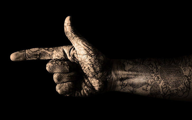 Arm tattoo, right human hand, photography, 1920x1200, gesture