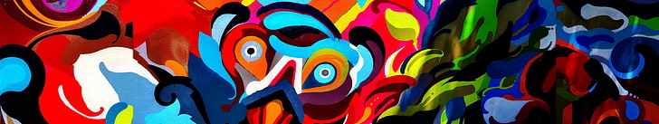 abstract painting, ultra-wide, graffiti, colorful, street art HD wallpaper