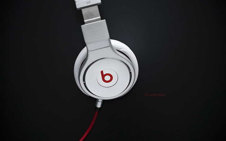 white Beats by Dr. Dre headphones, dr dre, monster beats, logo, HD wallpaper