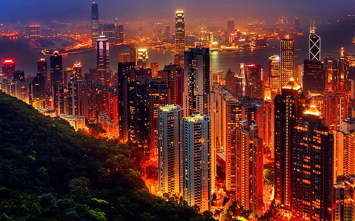 Hongkong City At Night High Quality Wallpaper Wdjaz, HD wallpaper