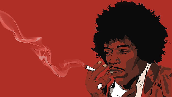 illustration of man smoking, Jimi Hendrix, musician, fan art, HD wallpaper