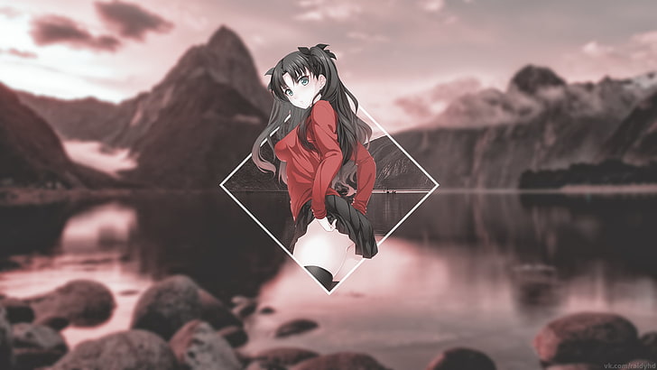 people, Tohsaka Rin, anime, picture-in-picture