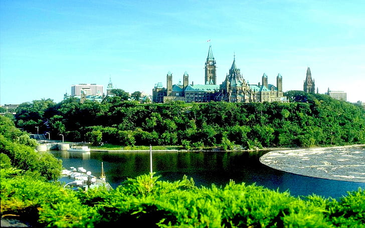 Ottawa River, ontario, capitol, north america, parliament hill, HD wallpaper