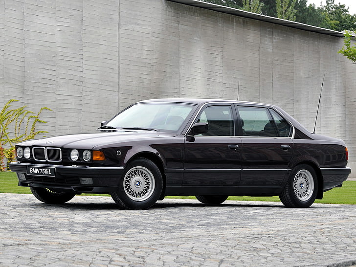 black BMW 750IL sedan, seven, 7 series, e32, transportation, motor vehicle, HD wallpaper