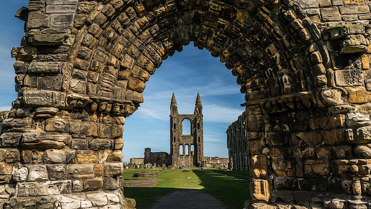 Scotland, arch, architecture, St Andrews, St Andrew's Cathedral, HD wallpaper