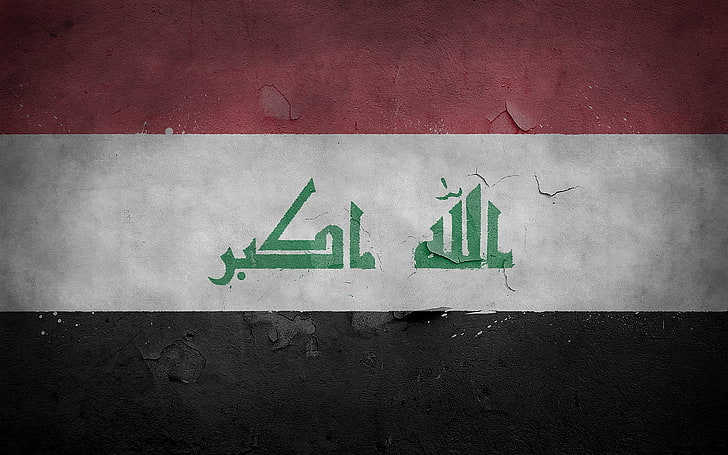 white, red, and black flag, iraq, texture, background, symbols, HD wallpaper