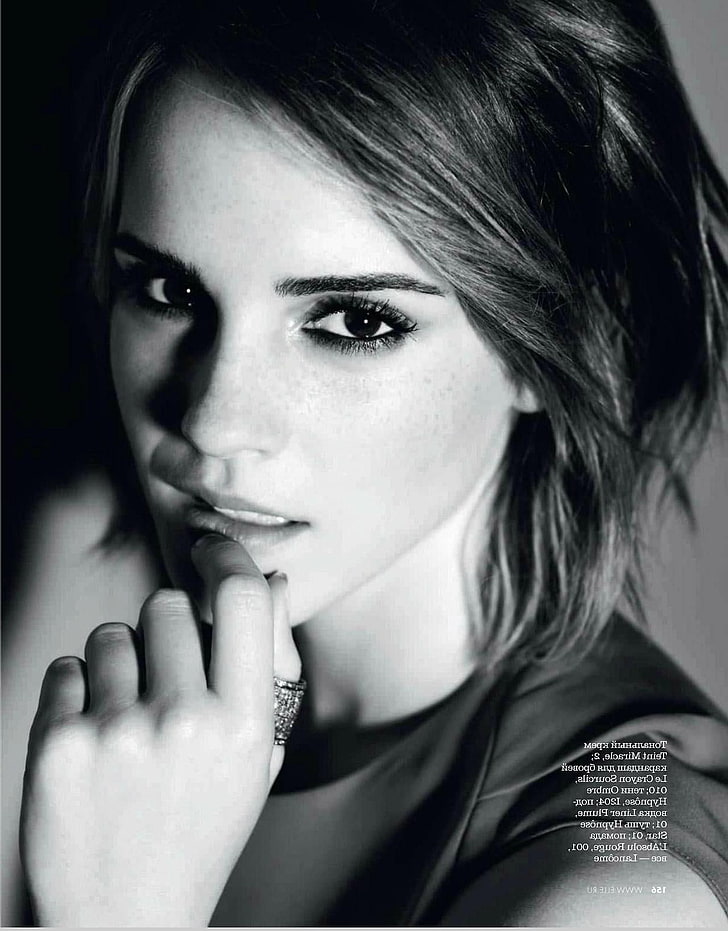 HD wallpaper: Emma Watson, monochrome, portrait, women, one person ...