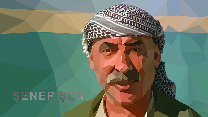Senep Sen painting, digital art, Şener Şen, polygon art, one person
