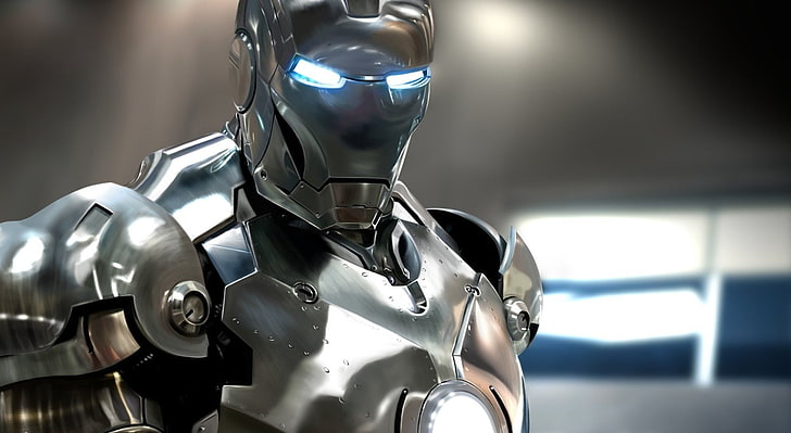 Iron Man 2 War Machine, Marvel War Machine, Movies, metal, silver colored, HD wallpaper