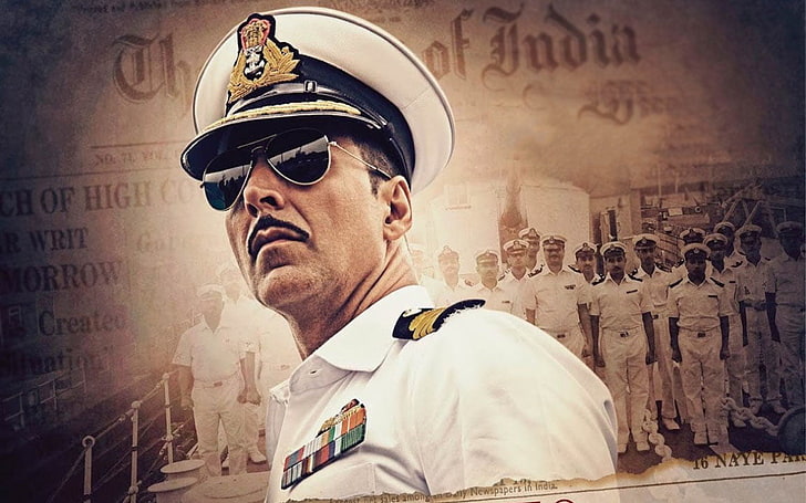 Akshay Kumar In Rustom Poster, Movies, Bollywood Movies, glasses, HD wallpaper