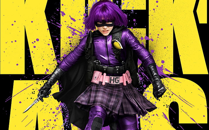 women's purple and black costume, Kick-Ass, Hit Girl, Chloë Grace Moretz
