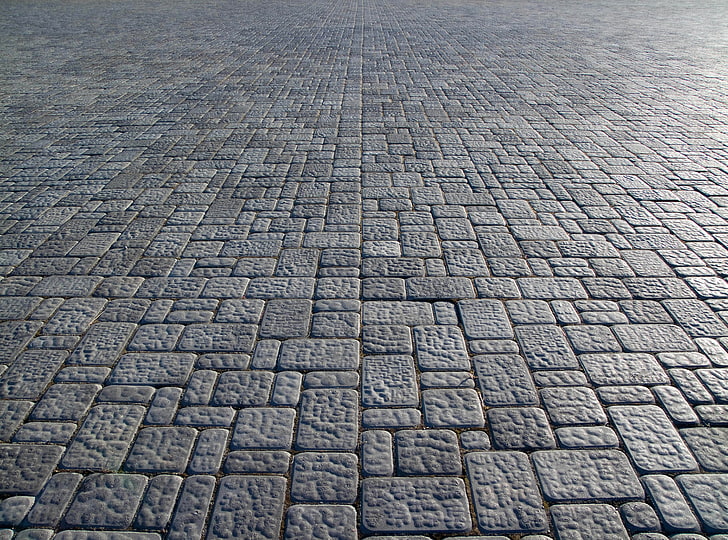 gray concrete pavement, stones, pavers, bridge, backgrounds, pattern