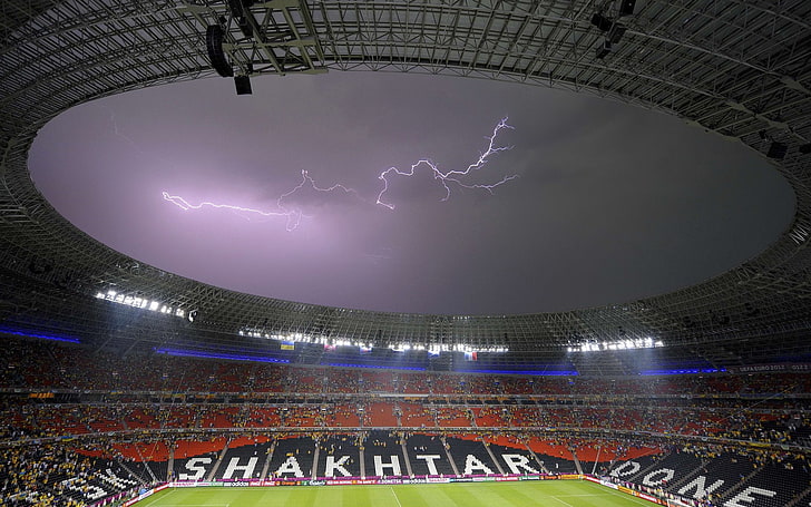Photography, Lightning, Donbass Arena, Donetsk, Euro 2012, Soccer, HD wallpaper