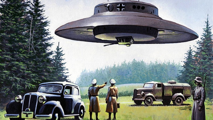 Sci Fi, Spaceship, Futuristic, Nazi, UFO, transportation, mode of transportation, HD wallpaper