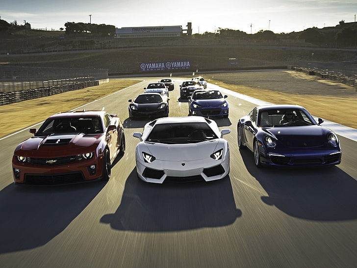 assorted sports car, race, class, track, sports cars, Chevrolet Camaro, HD wallpaper
