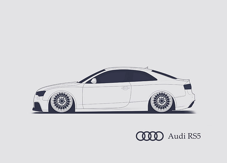 Audi RS5 sketch, Minimalistic, SrCky Design, car, motor vehicle