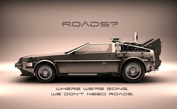 DeLorean, car, Back to the Future, quote, movies, vehicle, typography