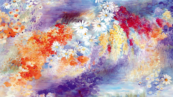 art, painting, flowery, artwork, colorful, HD wallpaper