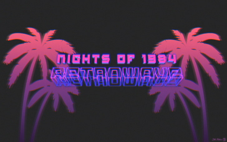 Nights of 1984 Retrowave poster, New Retro Wave, neon, 1980s