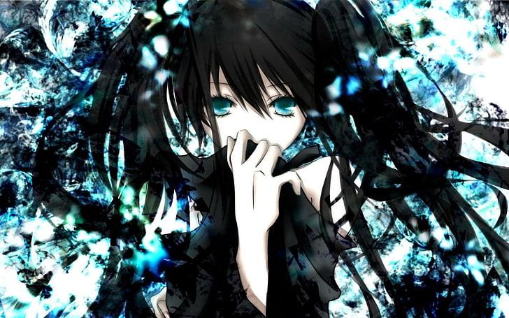 black-haired female anime character illustration, anime girls