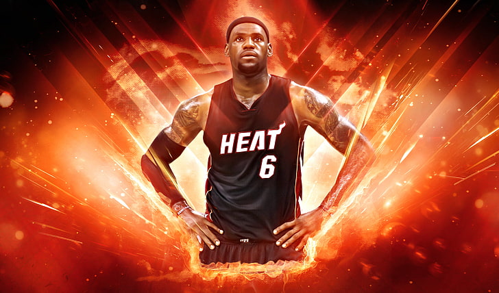 Miami Heat 6 LeBron James illustration, Basketball, Tattoo, NBA