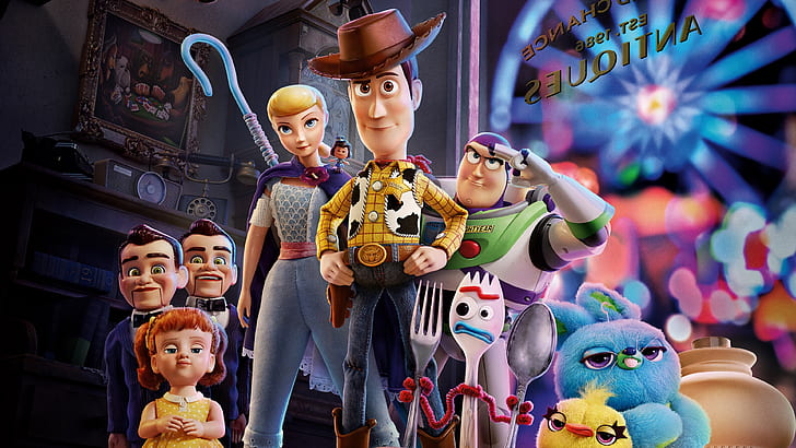Movie, Toy Story 4, Bo Peep, Buzz Lightyear, Forky (Toy Story)