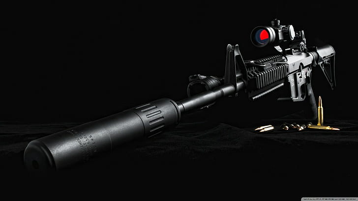 sniper rifle, gun, ammunition, suppressors, weapon, HD wallpaper