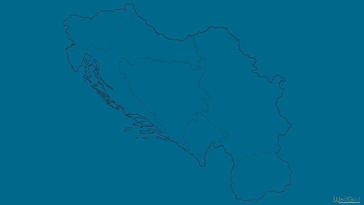 minimalism map yugoslavia, no people, blue, silhouette, abstract, HD wallpaper
