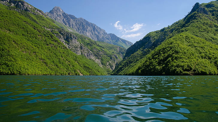 valley, mountain, lake, albania